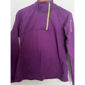 Title Nine Mid Layer Active 1/4 Zip pullover M Fleece Lined Purple Concord Print